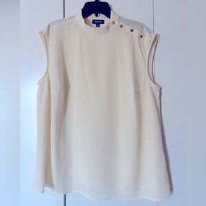 Talbots Cream Sleeveless Button-Shoulder Tunic Top